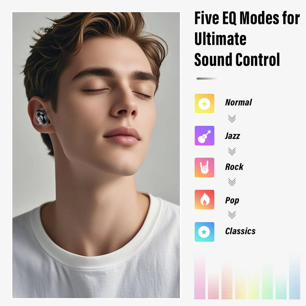 VUB Sleep Earbuds, Bluetooth 5.4 in Ear Smart Touch Screen Earbuds, 48H Mini Sleep Headphones Small Design for Side Sleepers, Crystal-Clear Calls Ear Buds, 5 EQ Modes