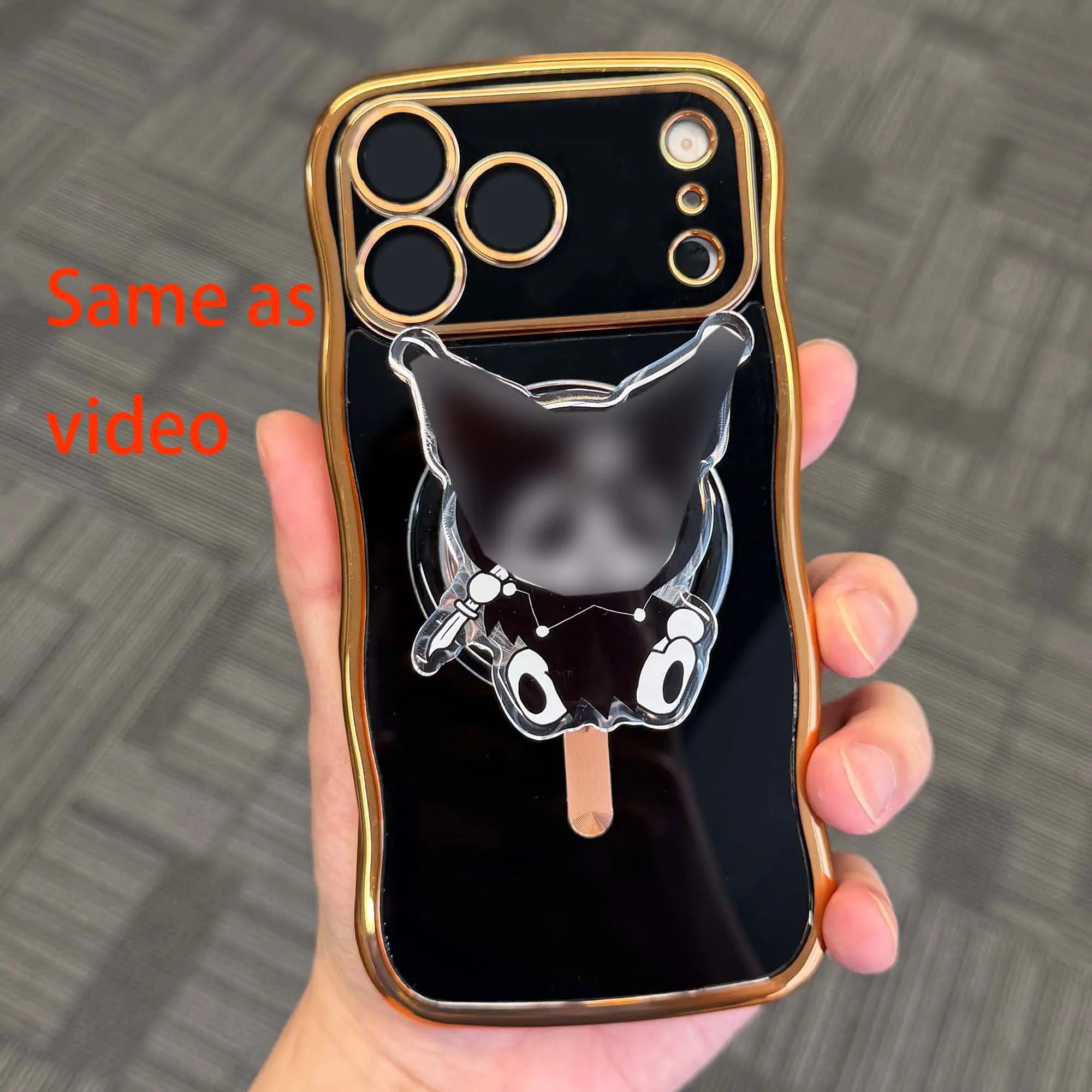 Magnetic Collapsible Phone Grip Holder Stand with Cute & Sylish Doll Expanding Design,Swappable Top, Secure Hold for Iphone Magsafe Cases,Smartphone Tablet Cell Phone Accessory