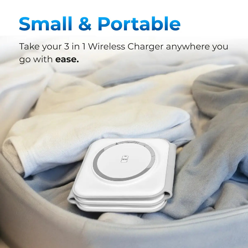 Autosky 3 in 1 Wireless Charger with 30W Fast Charge Adapter, Fast Wireless Charging Pad, Travel Charger for Multiple Devices, Foldable 3 in 1 Wireless Charging Station Apple Compatible with Iphone 15/14/13/12, Airpods 3/2, Iwatch