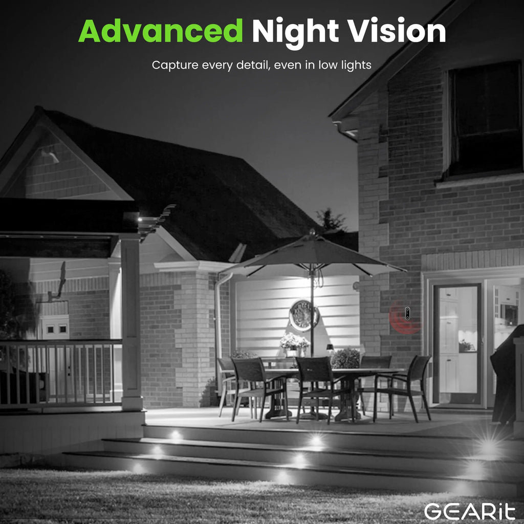 Gearit Smart Video Doorbell with Chime - Wireless 2K QHD Camera - IP64 Weather-Proof, Motion Detection, 2 Way Audio Intercom for Enhanced Security