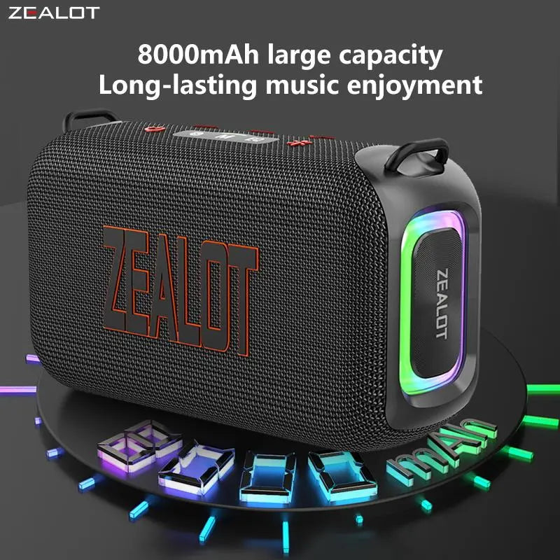 ZEALOT S85 Wireless Speaker, 50W Portable Subwoofer Speaker, Hifi Sound Quality Speaker with RGB Light, 24 Hours Playtime Loud Stereo Speaker