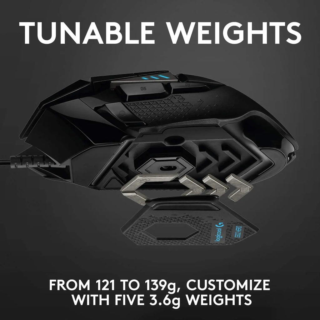 High Performance Wired Gaming Mouse, HERO 25K Sensor, 25,600 DPI, RGB, Adjustable Weights, 11 Programmable Buttons, On-Board Memory, PC / Mac
