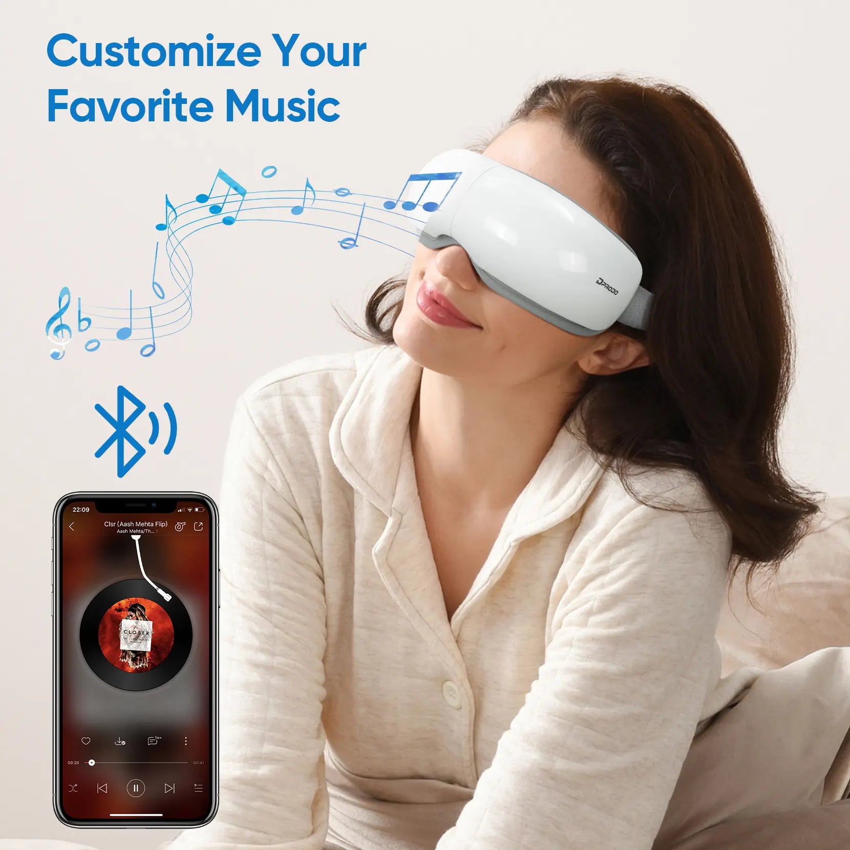 Dprodo Eye Massager with Heat, Bluetooth Sleep Mask for Better Sleep, 4-Mode Rechargeable Eye Protector to Reduce Eye Strain Christmas Birthday Gifts for Women Men, Fathersdaygift Relief