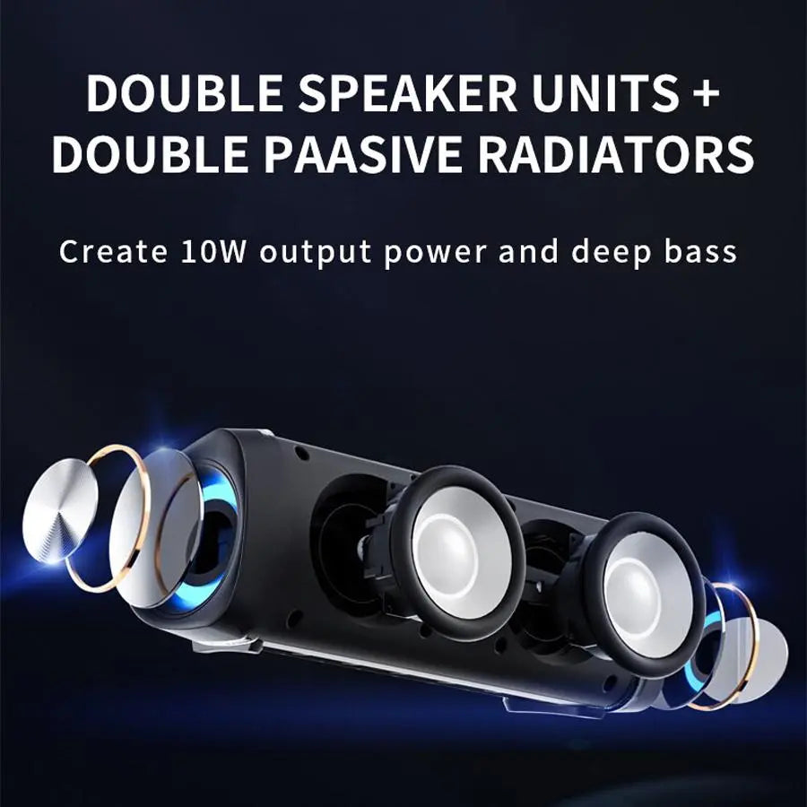 Portable Wireless Speaker, Rechargeable Subwoofer Speaker with LED Light, Multifunctional Bluetooth-Compatible Speaker for Outdoor, Home, Office, Wireless Stereo Speaker