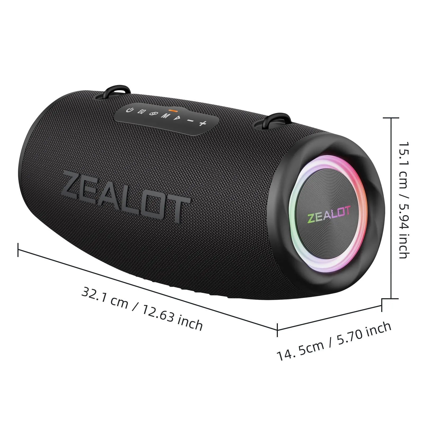 ZEALOT Zealot S87 Portable Wireless Speaker, 1 Count USB Rechargeable 80W Subwoofer Speaker, IPX6 Waterproof Speaker with RGB Light, TWS Speaker