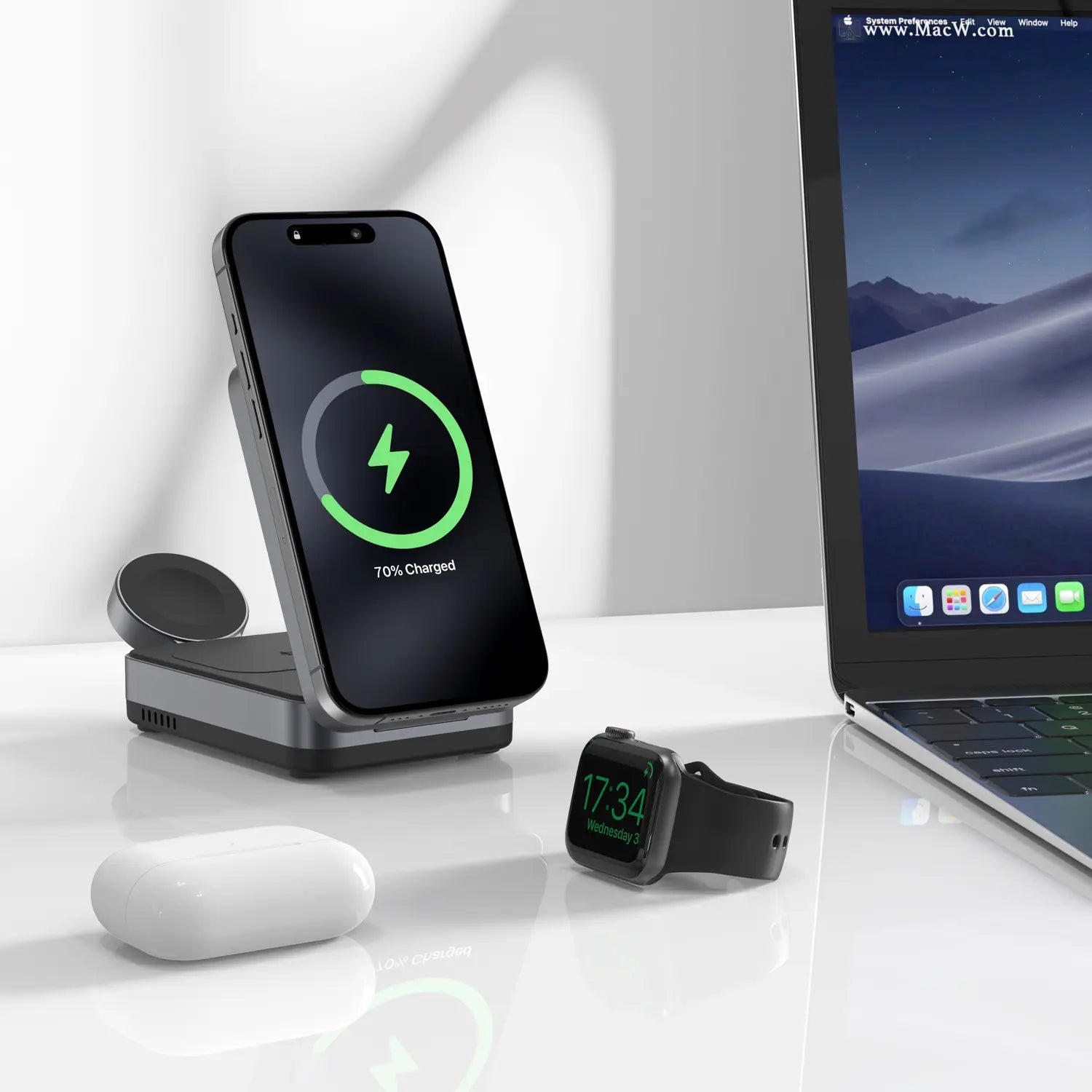 Buy in New Store: 【CHENYUNN.US】 Mag-Safe 3 in 1 Wireless Charging Station for Iphone 17 16 15 14 13 12 11 X Pro Max, Wireless Charger for Apple Watch Ultra 3 SE 9 8 7 6 5 4 3 2, for Airpods 4 Pro Pro 2 3
