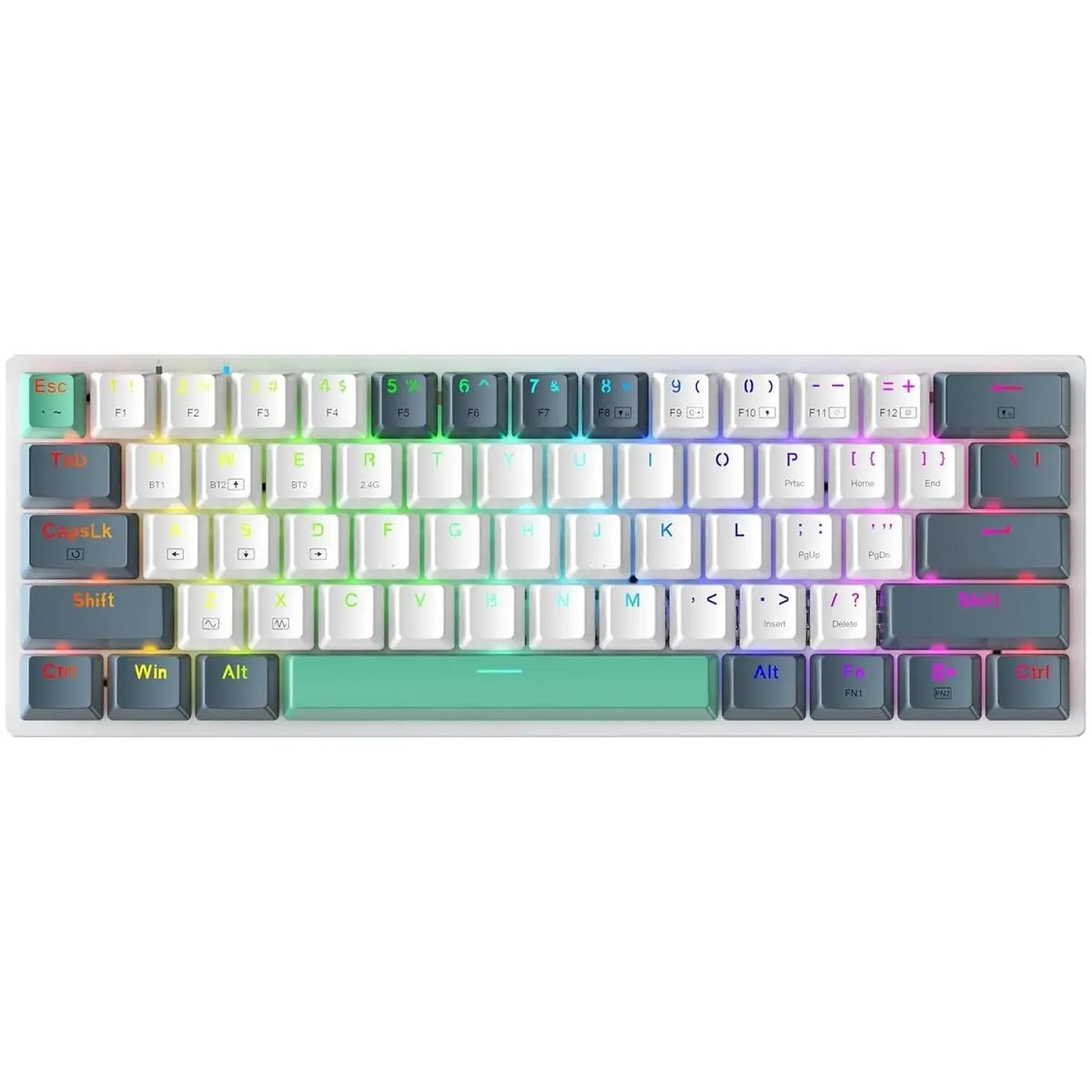 Machenike K500-B61W 60% Wireless Mechanical Gaming Keyboard with 61 Keys, Hot-Swappable Switches, Vibrant RGB Backlight, and Triple Mode Connectivity