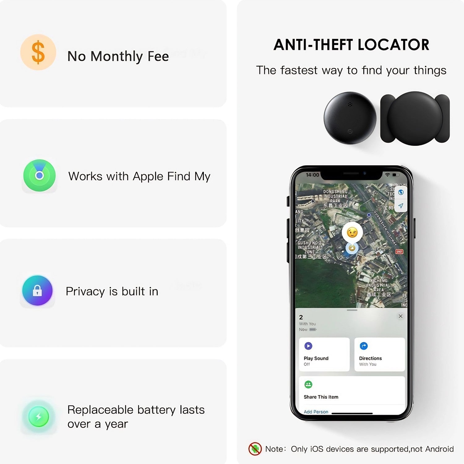 GPS Tracker for Vehicles, Real Time Car Tracking Device, Mini Hidden for Iphone