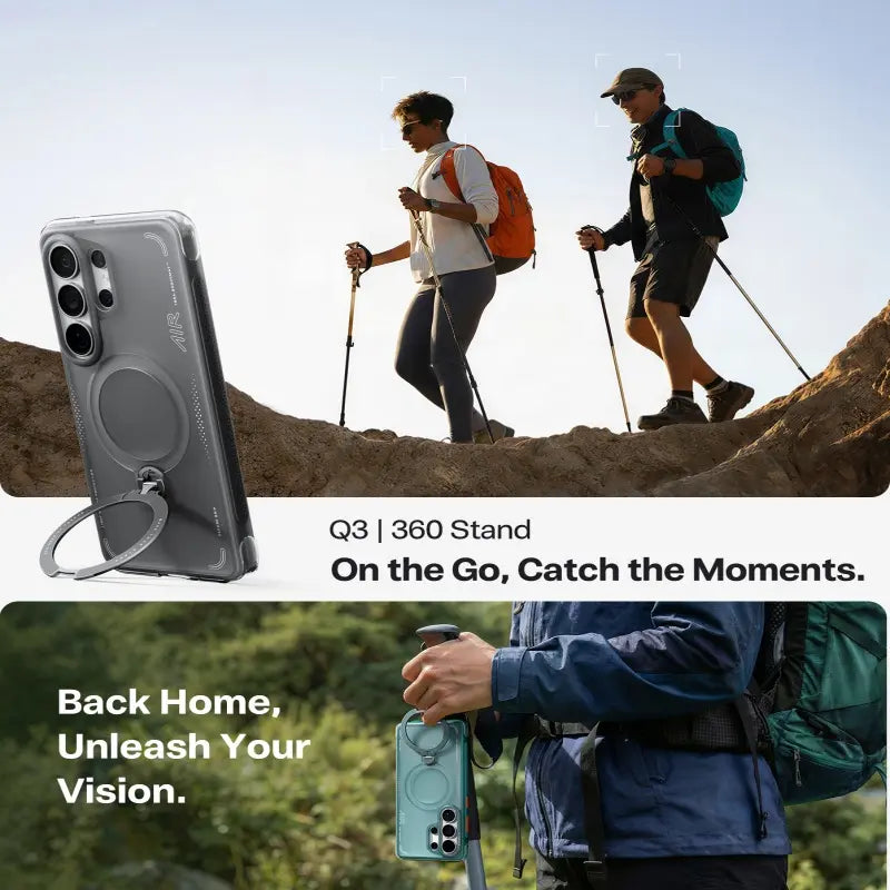 TORRAS Q3Air for Samsung S26Ultra with 360° Ring Stand & Airbag Protection 4-Meter Anti-Fall Shockproof Cover