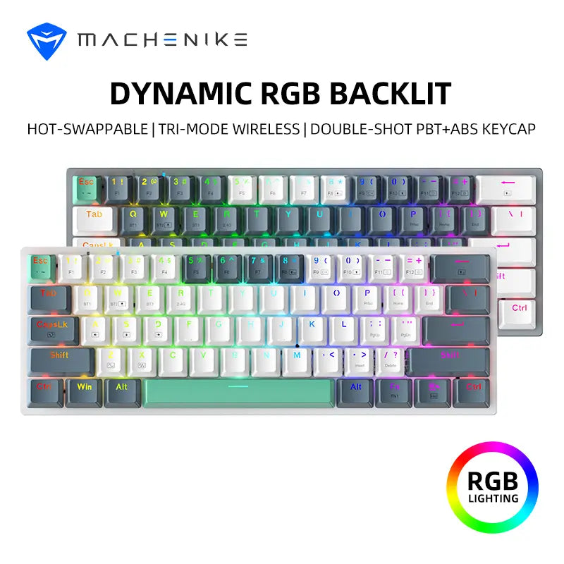 Machenike K500-B61W 60% Wireless Mechanical Gaming Keyboard with 61 Keys, Hot-Swappable Switches, Vibrant RGB Backlight, and Triple Mode Connectivity