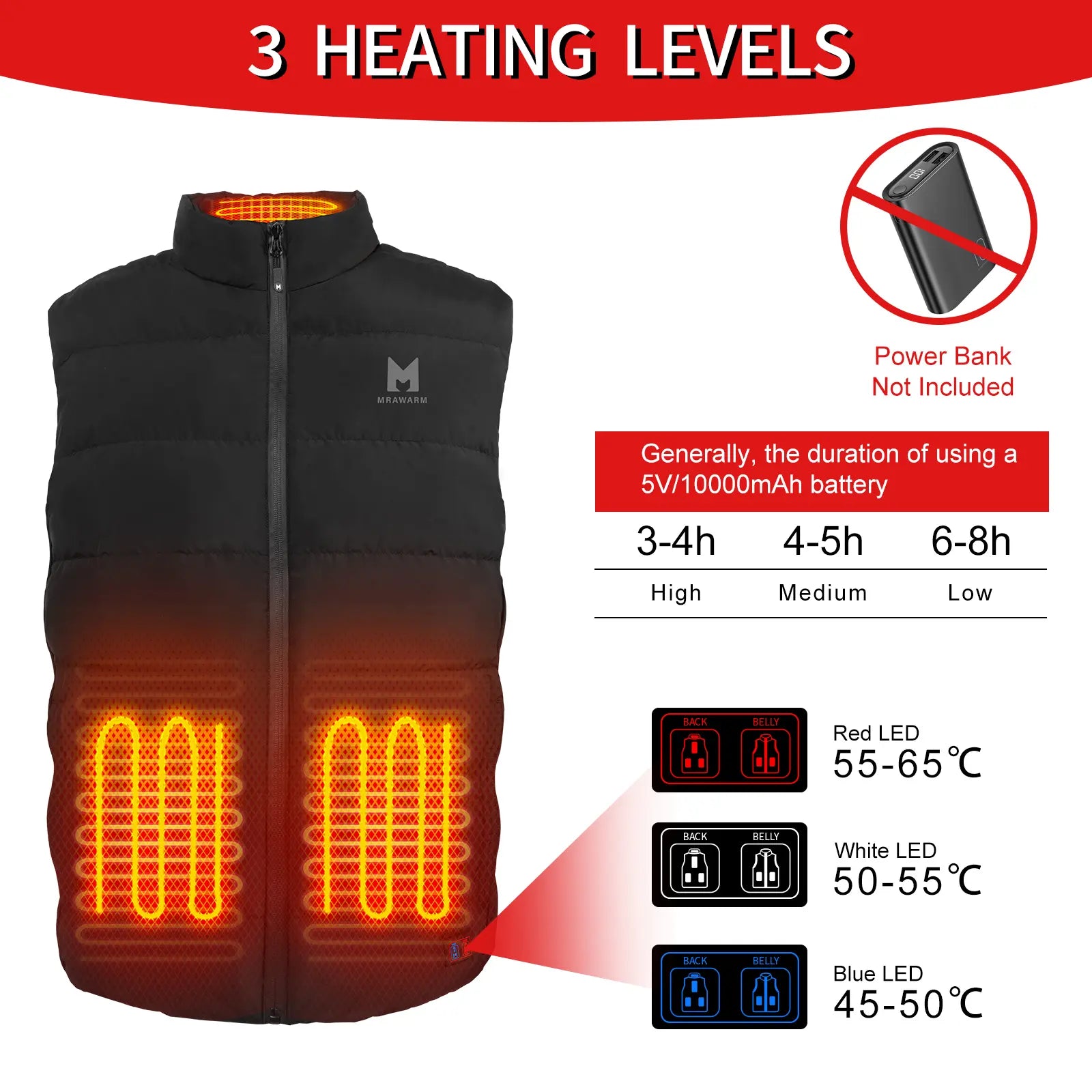 Down Heated Vest with 90% Down, 650 Fill Electric Heated down Vest for Men Women 6 Heating Zone 3 Temperature Heating Vest