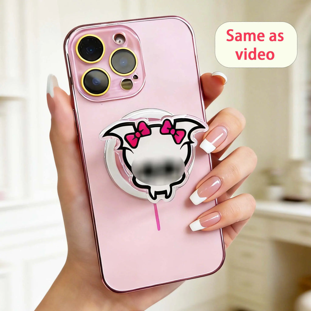 Magnetic Collapsible Phone Grip Holder Stand with Cute & Sylish Doll Expanding Design,Swappable Top, Secure Hold for Iphone Magsafe Cases,Smartphone Tablet Cell Phone Accessory