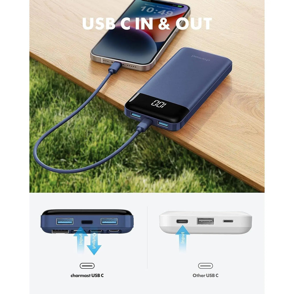 Portable Charger with Built in Cables, Portable Charger with Cords Wires Slim 10000Mah Travel Essentials Battery Pack 6 Outputs 3A High Speed Power Bank for Iphone Samsung Pixel LG Moto Ipad