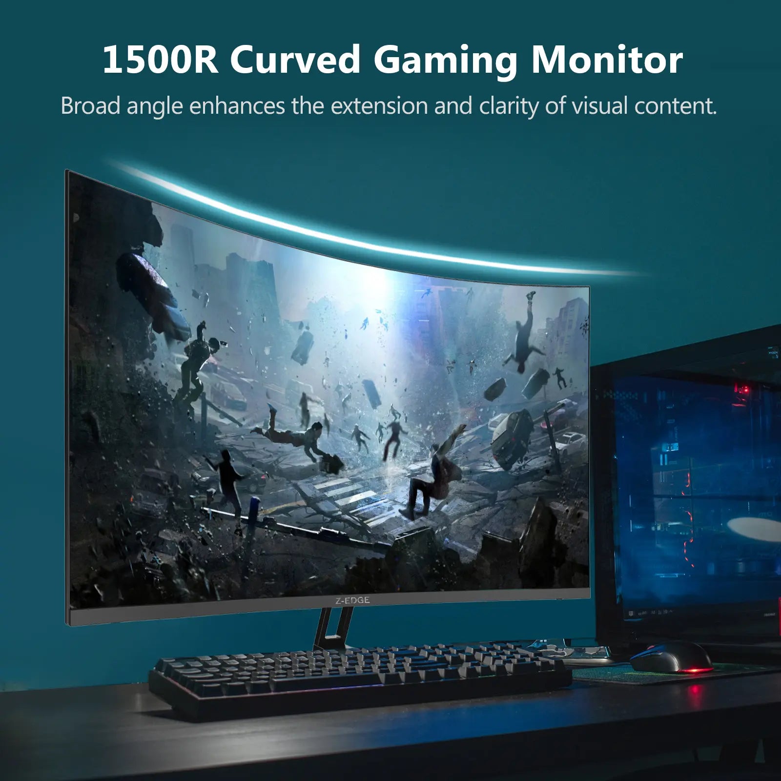 Z-EDGE 32 Inch QHD 170Hz Curved Gaming Monitor, 16:9 2K 2560X1440, 1Ms Frameless LED Gaming Monitor, Freesync DP&HDMI Pc Computer Screen