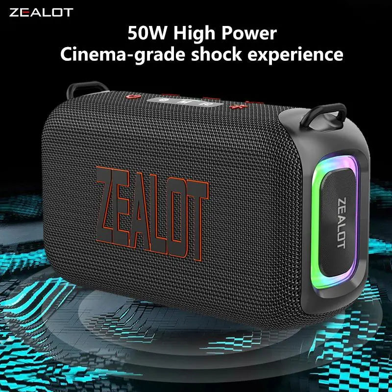 ZEALOT S85 Wireless Speaker, 50W Portable Subwoofer Speaker, Hifi Sound Quality Speaker with RGB Light, 24 Hours Playtime Loud Stereo Speaker