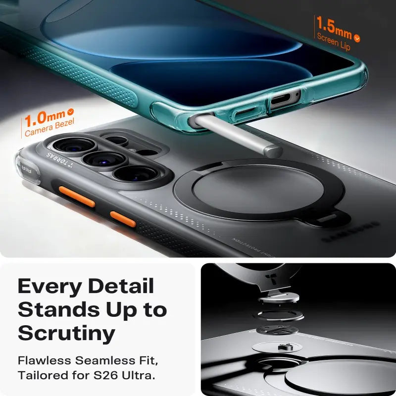 TORRAS Q3Air for Samsung S26Ultra with 360° Ring Stand & Airbag Protection 4-Meter Anti-Fall Shockproof Cover