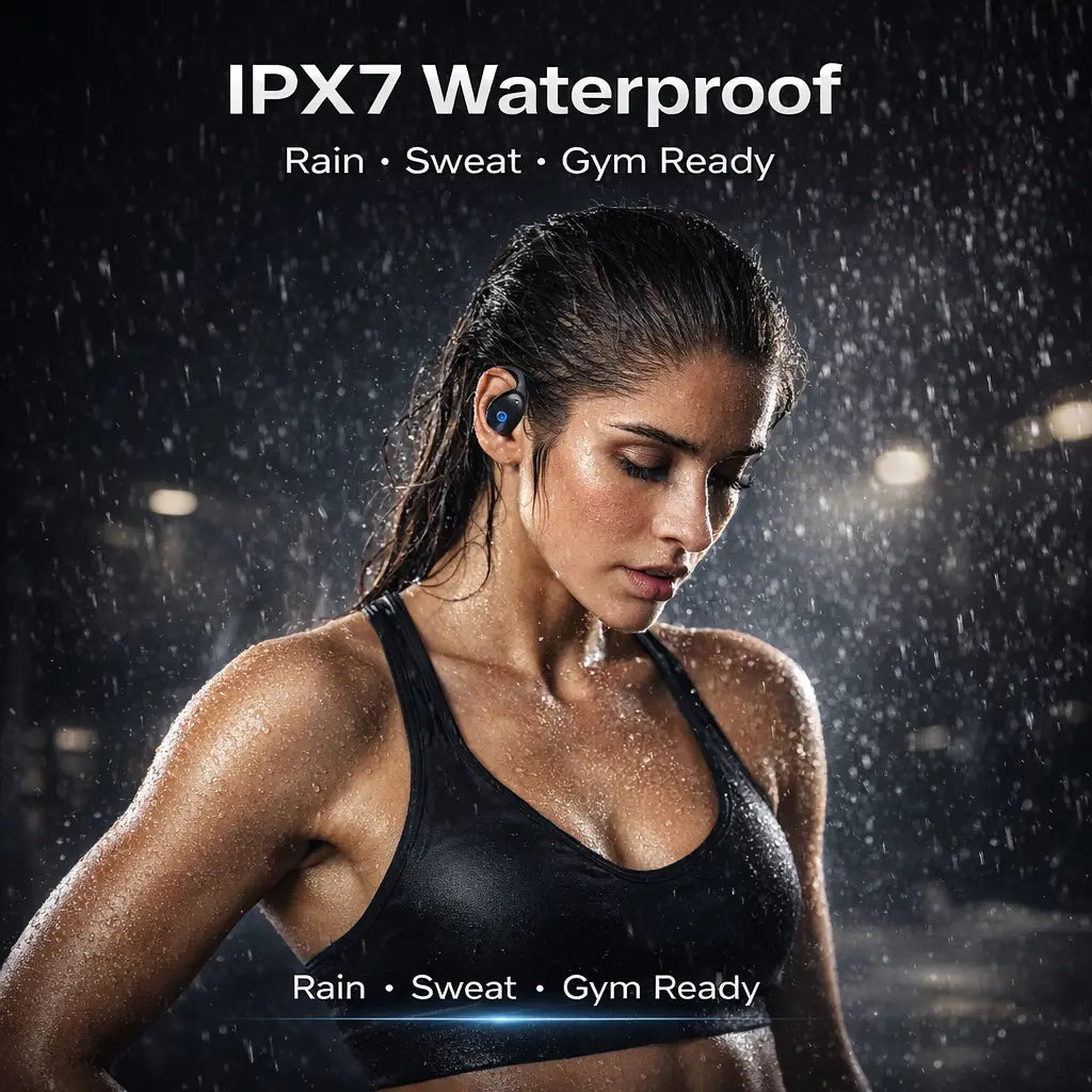 KOUO O1 Open-Ear Wireless Bluetooth 5.4 Headphones with LED HD Display High-Fidelity Sound IPX7 Waterproof for Office Sports Studying Audio Calls