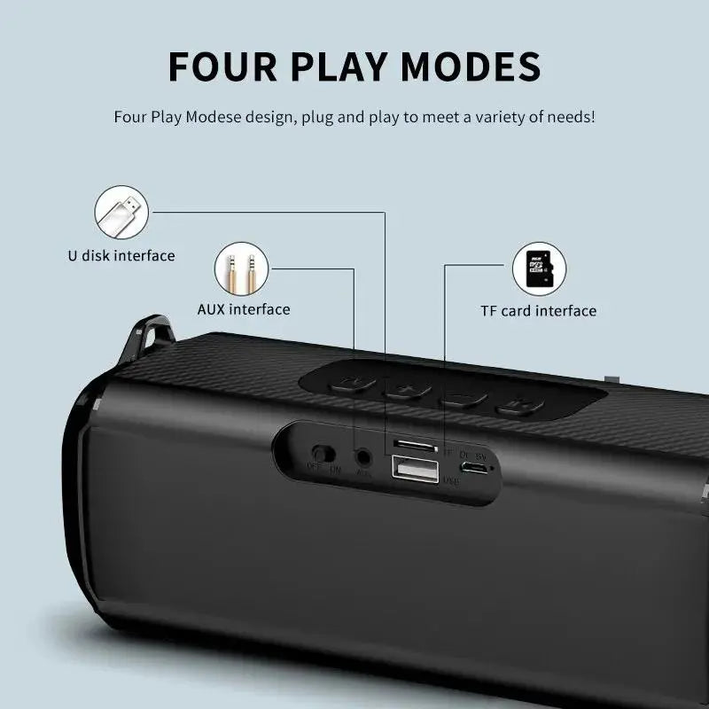 Portable Wireless Speaker, Rechargeable Subwoofer Speaker with LED Light, Multifunctional Bluetooth-Compatible Speaker for Outdoor, Home, Office, Wireless Stereo Speaker