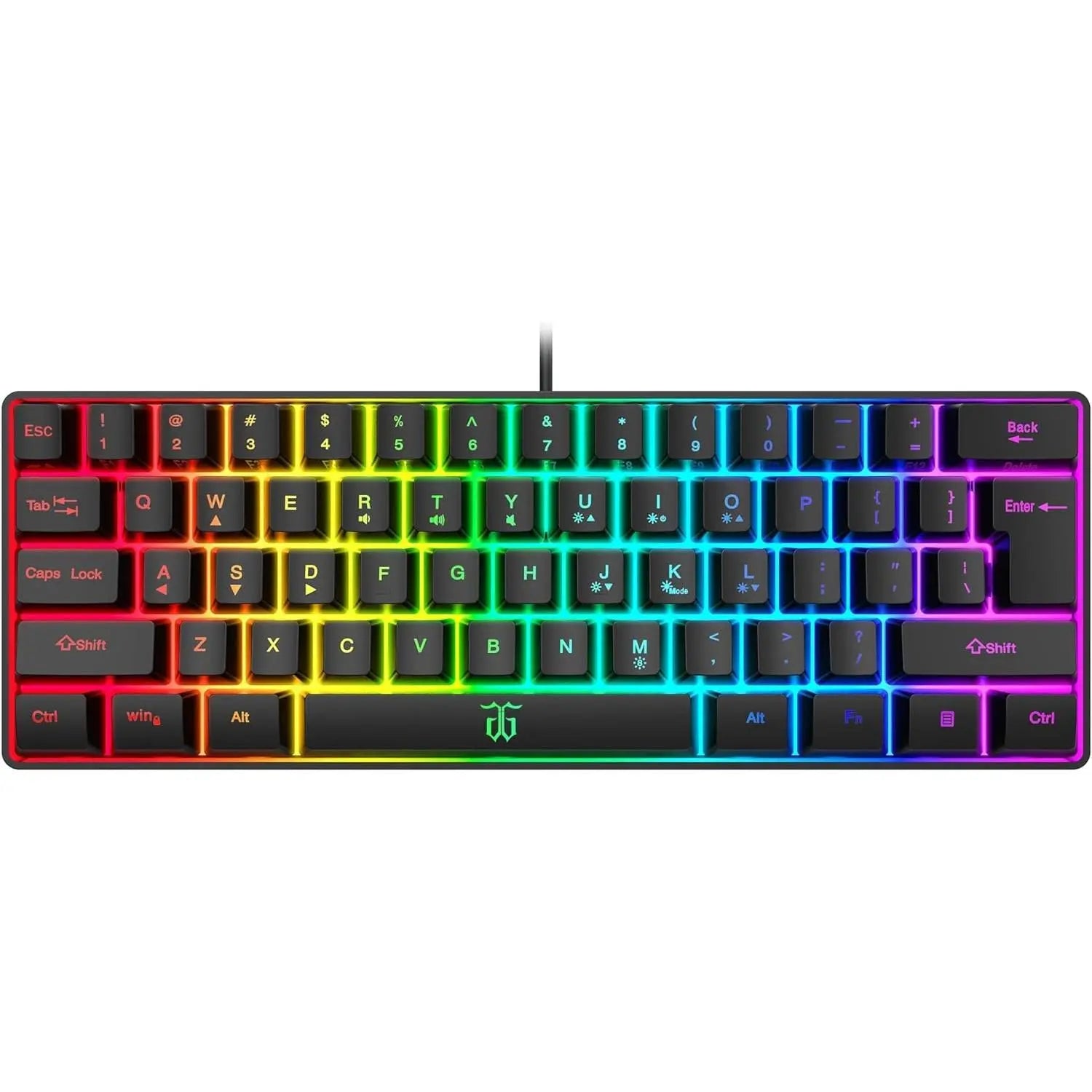 Snpurdiri 60% Wired Gaming Keyboard, 61 Keys RGB Backlit Wrist Rest Ultra-Compact Mini Waterproof Keyboard for PC Computer Gamer (White)