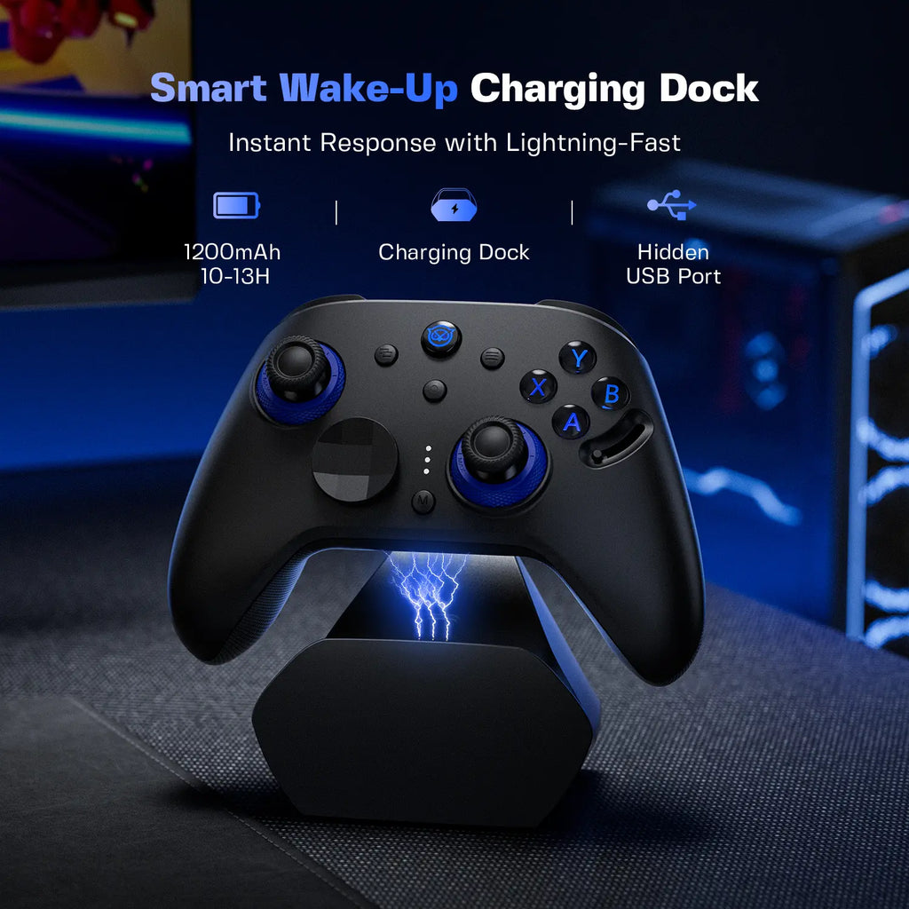 NYXI Imperial PC Gaming Controller with Adjustable Tension TMR Joysticks (Zero Drift), Interchangeable ABXY Buttons for Pc/Switch Layouts, Dual-Mode Hall Triggers, 1200Mah Battery & Charging Dock – Compatible with PC, Switch, Android, TV