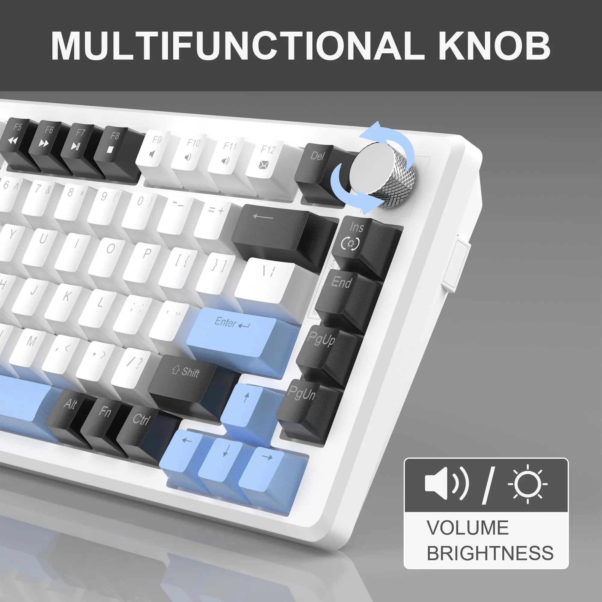 Mechanical Gaming Keyboard, 75% Compact Blue Backlit Wired Gaming Keyboard with Red/Brown Switches, Portable NKRO PC Gaming Keyboard