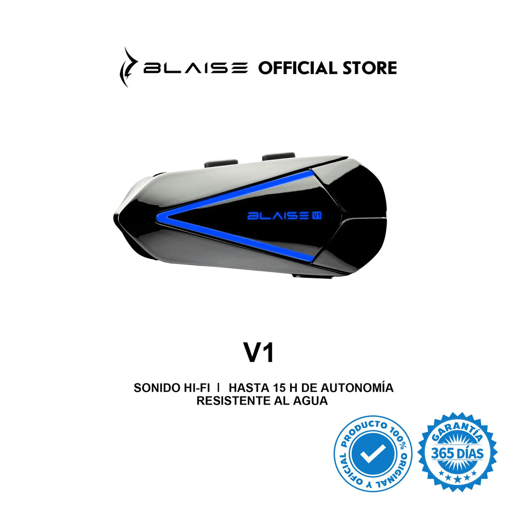 Blaise V1 Audífono Manos Libres Casco De Moto Headset Bluetooth 5.4 Impermeable IP66 Luces RGB Altavoz Bluetooth Con Micrófono Respuesta Automática Y Control Por Voz, No Intercom, 1Pc