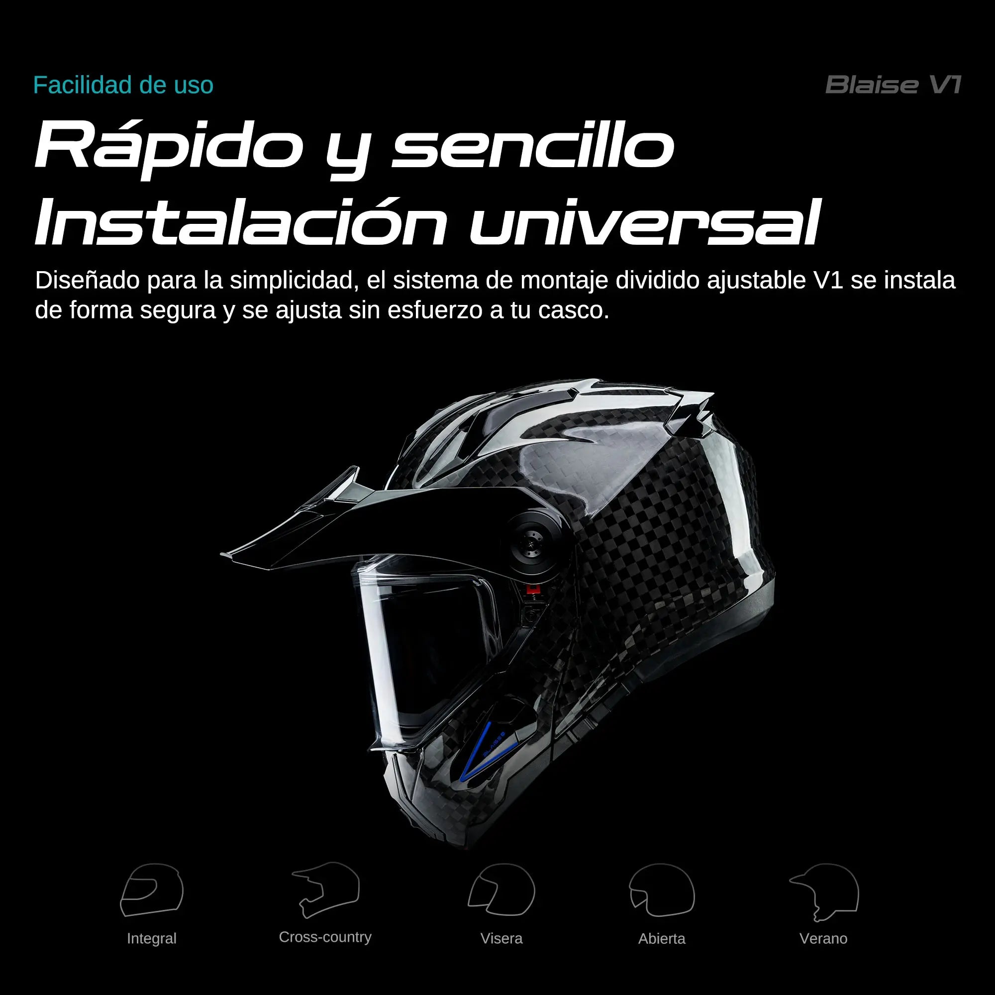 Blaise V1 Audífono Manos Libres Casco De Moto Headset Bluetooth 5.4 Impermeable IP66 Luces RGB Altavoz Bluetooth Con Micrófono Respuesta Automática Y Control Por Voz, No Intercom, 1Pc