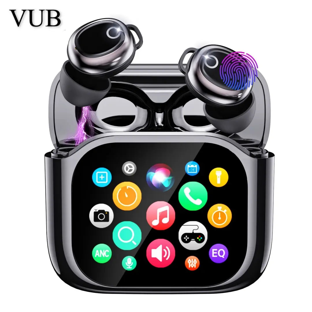 VUB Sleep Earbuds, Bluetooth 5.4 in Ear Smart Touch Screen Earbuds, 48H Mini Sleep Headphones Small Design for Side Sleepers, Crystal-Clear Calls Ear Buds, 5 EQ Modes
