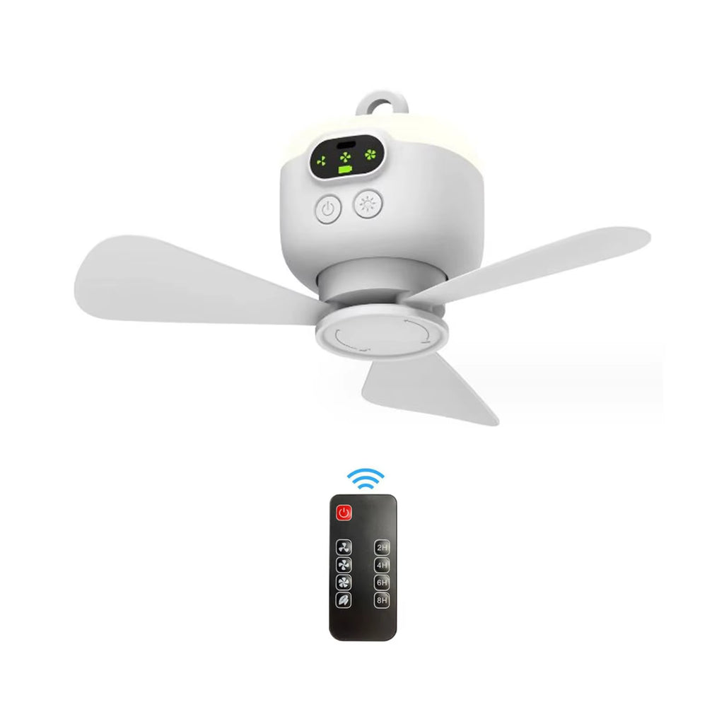 Portable Ceiling Fans 8000Mah Outdoor Camping Fan Tent Ventilator Cooler Rechargeable Electric Fan Remote Control LED Lighting