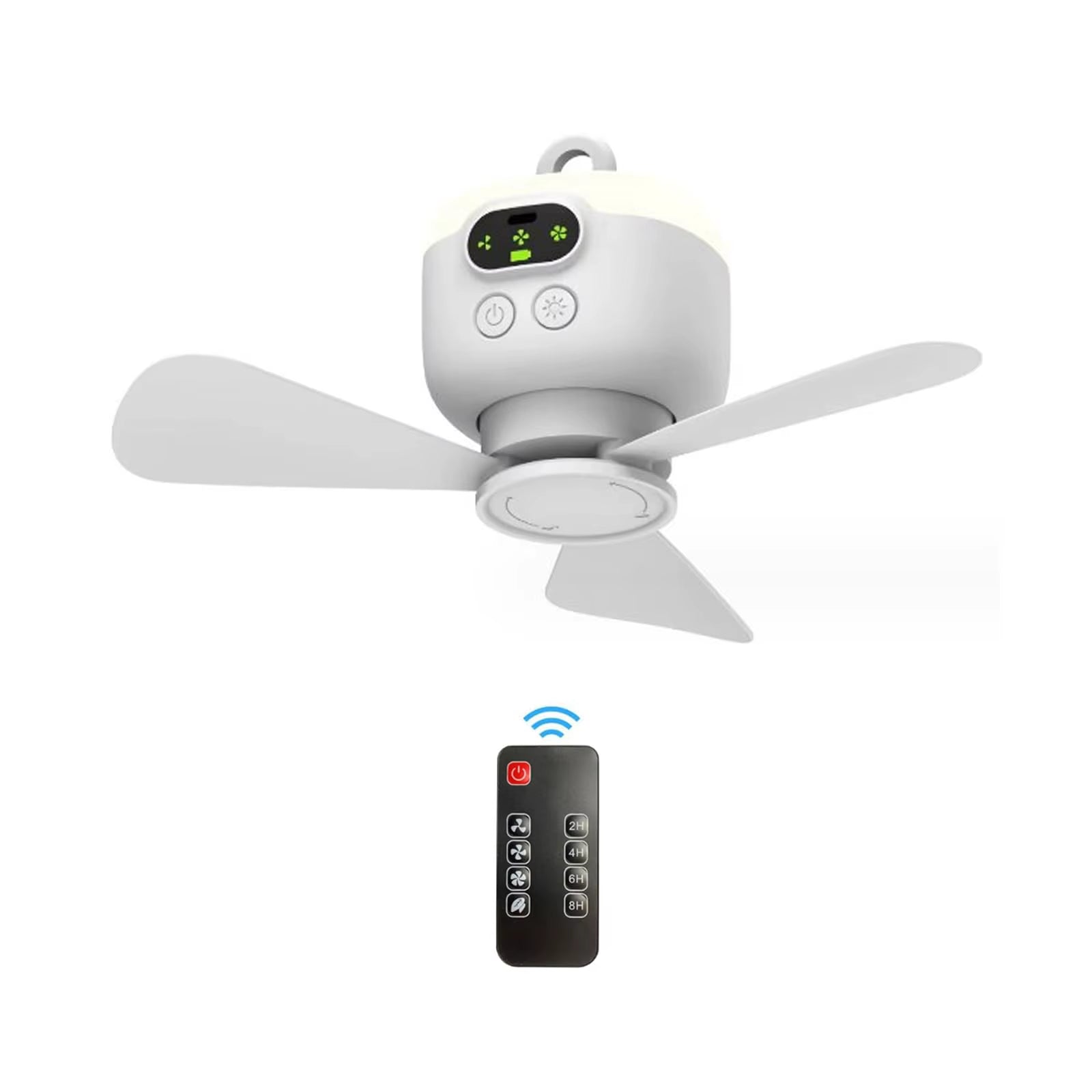 Portable Ceiling Fans 8000Mah Outdoor Camping Fan Tent Ventilator Cooler Rechargeable Electric Fan Remote Control LED Lighting