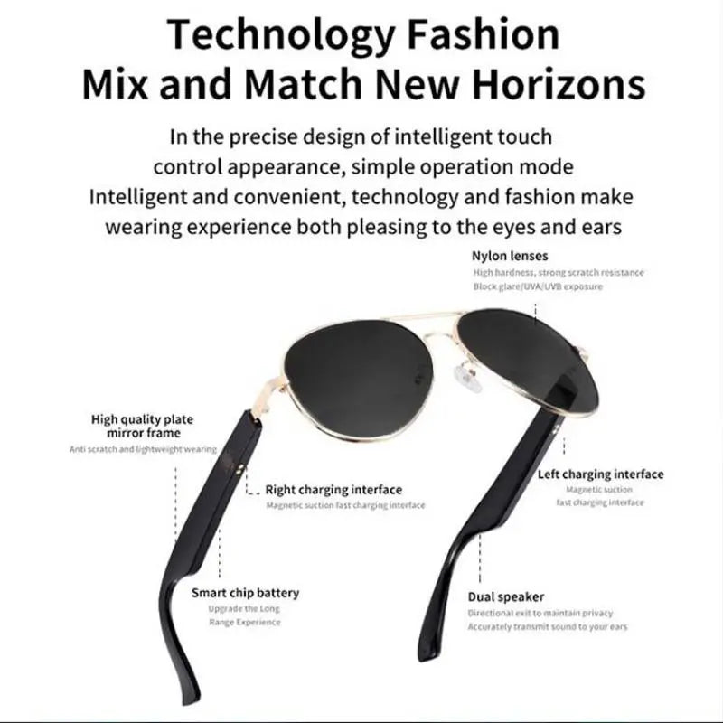 Smart Glasses, Music Earphone Smart Glasses, Music & Call Glasses, Sunglasses with UV380 Protective, Smart & Wearable Devices