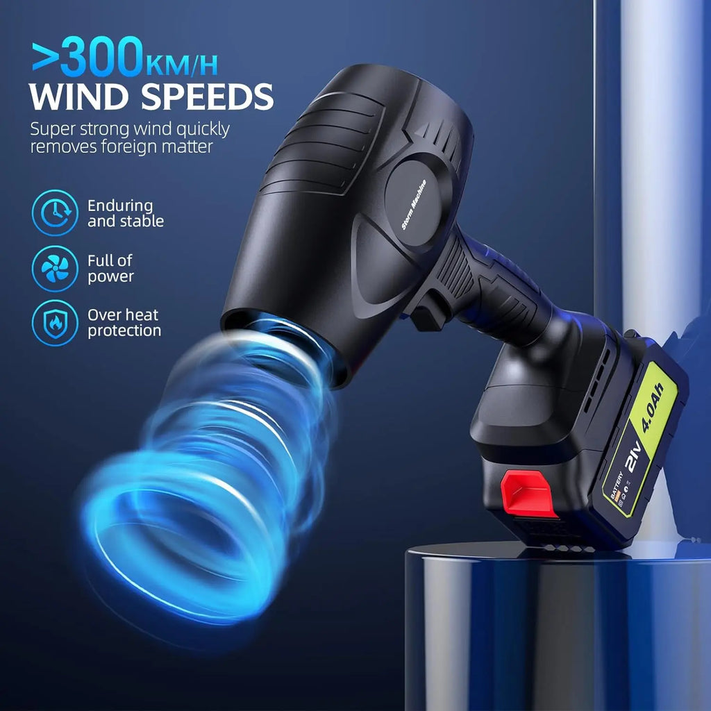 YUQUESEN- Turbo Jet Blower Electric Cordless Leaf Blower Handheld with 2 4.0Ah Batteries & Charger for Patio Cleaning Car Drying Dust Removal Lightweight Design - Home