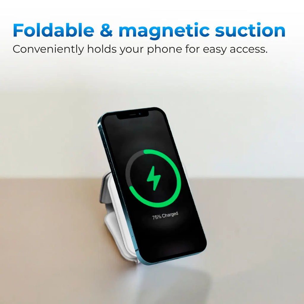 Autosky 3 in 1 Wireless Charger with 30W Fast Charge Adapter, Fast Wireless Charging Pad, Travel Charger for Multiple Devices, Foldable 3 in 1 Wireless Charging Station Apple Compatible with Iphone 15/14/13/12, Airpods 3/2, Iwatch