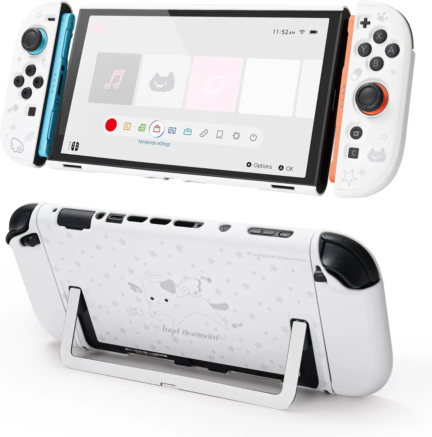 Geekshare Slim Protective Case Compatible with Switch 2 (2025), Anti-Scratche and Shock-Absorption Dockable Hard Shell for Switch 2 Game Console - Star Angel Cat