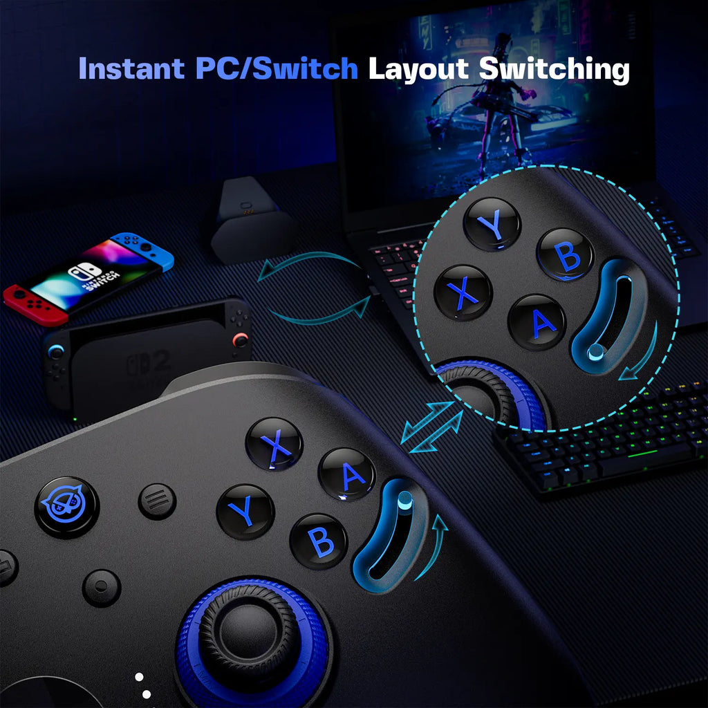 NYXI Imperial PC Gaming Controller with Adjustable Tension TMR Joysticks (Zero Drift), Interchangeable ABXY Buttons for Pc/Switch Layouts, Dual-Mode Hall Triggers, 1200Mah Battery & Charging Dock – Compatible with PC, Switch, Android, TV