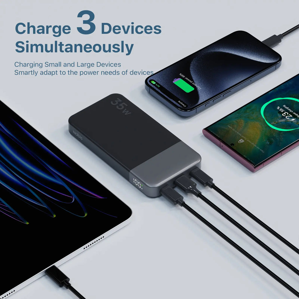 Nobis Powerbank 35W 10000Mah Charging Portable Battery for Iphone Macbook, NOVA 7,Galaxy, Ipad,Black, Accessories Mobile Smartphone Chargeable