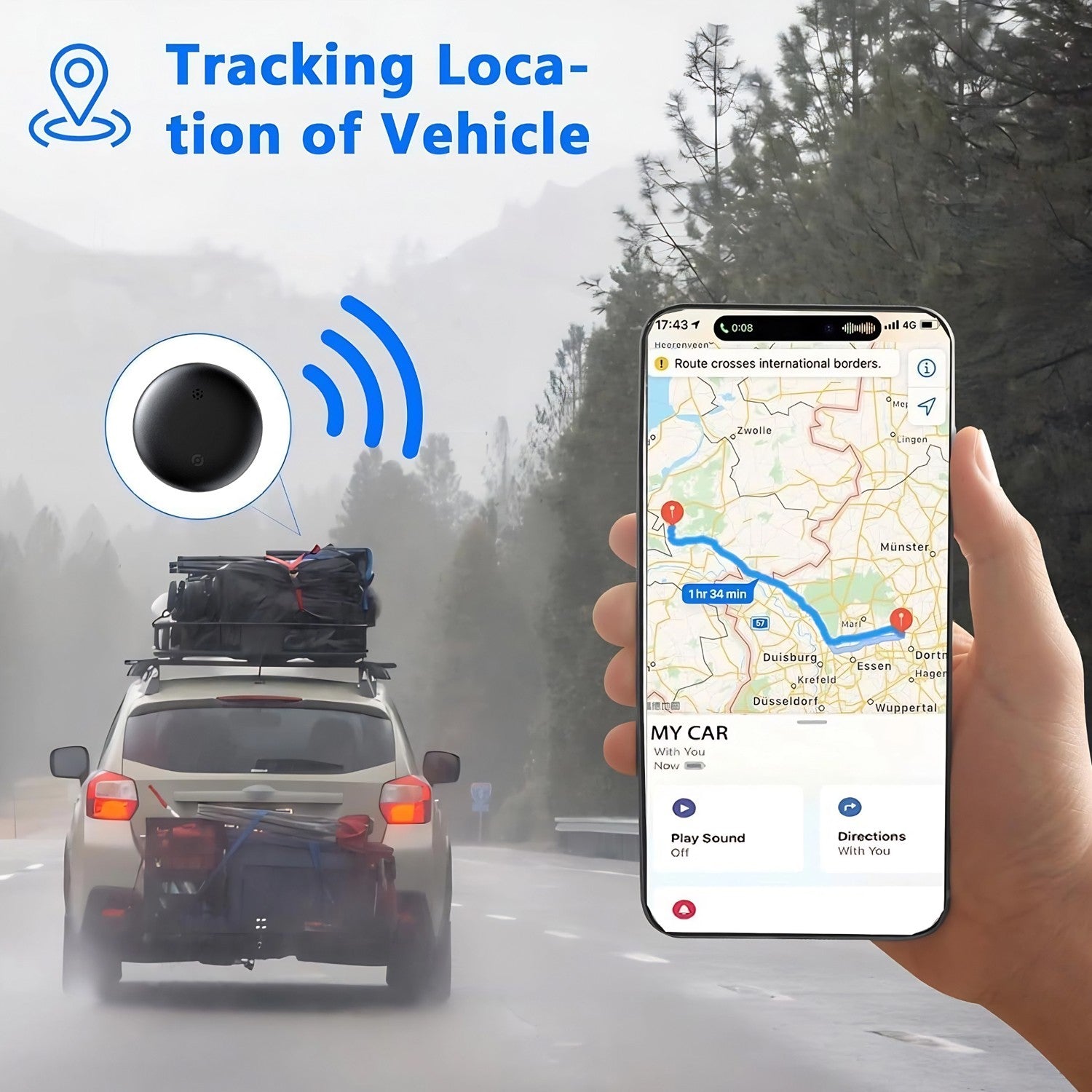 GPS Tracker for Vehicles, Real Time Car Tracking Device, Mini Hidden for Iphone