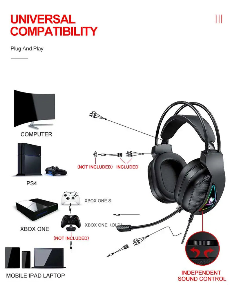 Gaming Keyboard and Mouse and Mouse Pad and Gaming Headset, Wired LED RGB Backlight Bundle for PC Gamers and Xbox and PS4 Users - 4 in 1