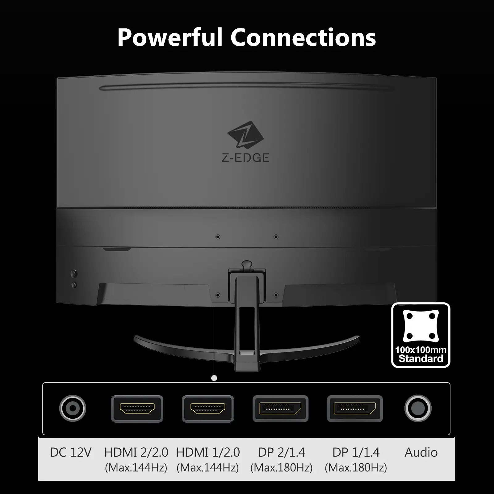 Z-EDGE 32 Inch QHD 170Hz Curved Gaming Monitor, 16:9 2K 2560X1440, 1Ms Frameless LED Gaming Monitor, Freesync DP&HDMI Pc Computer Screen